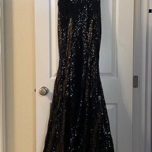 Black Sequin Evening Gown